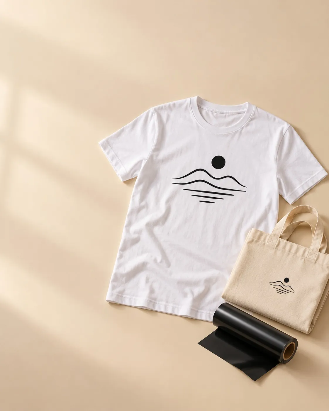 Productos personalizados por Fenia sobre fondo beige